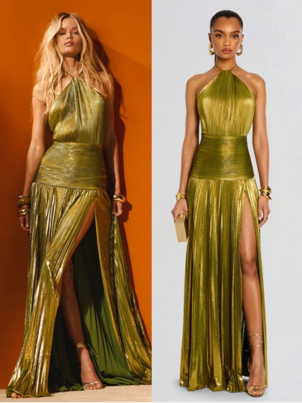 Retrofete Thalia dress size Medium NWT in green metallic